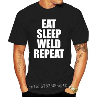 เสื้อยืดแขนสั้น พิมพ์ลายเชื่อม Eat Sleep Weld Repeat สําหรับผู้ชาย 900876 S-5XL