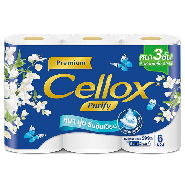 Cellox กระดาษทิชชู่ เซลล็อกซ์ พิวริฟาย อัลตร้าซอฟท์ 6 ม้วน