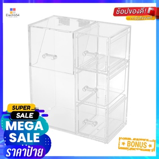 อุปกรณ์จัดเก็บเครื่องสำอาง 3 ลิ้นชัก STACKO GLOSSY 18x9.5x21 ซม. สีใสMAKEUP ORGANIZE STACKO BOX 3 DRAWERS GLOSSY18X9.5X2