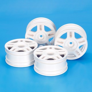 TAMIYA 54674 WHITE SPLIT 5-SPOKE WHEELS (26mm WIDTH, OFFSET +2) 4PCS.