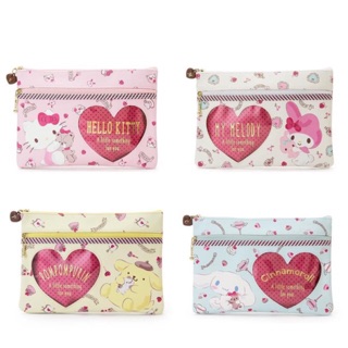 กระเป๋าดินสอ 2 ซิป flat pouch (heart)