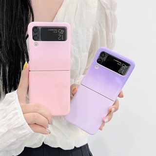 Hoce เคสโทรศัพท์มือถือ ไล่โทนสี ประดับมุก กลิตเตอร์ สีมาการอง แฟชั่น สําหรับ Samsung Galaxy Z Flip 3 5G Z Flip 4 Zflip3 Zflip4