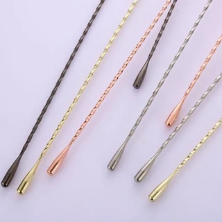 SUER Spiral Cocktail Spoons Mixing Bartender Tools Teadrop Spoon Stainless Steel Stirring Bar Accessories Eco-Friendly Kitchen Supplies/Multicolor