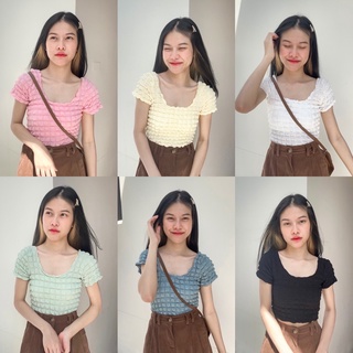 💥พร้อมส่งขายดีมาก✨Ronron Crop-เสื้อครอปผ้าแมงกะพรุน ฮิตมาแรง🌈ใส่แล้วน่ารักปุ๊กปิ๊ก💘