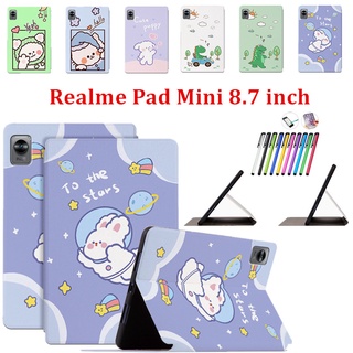 สําหรับ Realme Pad Mini 8.7 นิ้ว ลายการ์ตูนน่ารัก กันกระแทก หนัง PU เคส Folio ขาตั้ง