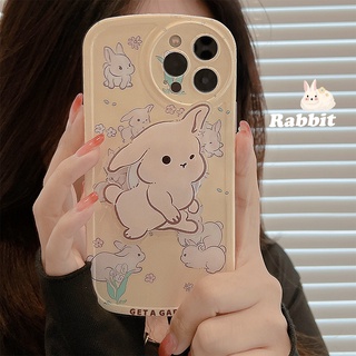 เคสโทรศัพท์มือถือ TPU กันกระแทกสี่มุม ลายกระต่าย สําหรับ iPhone 14 14pro 14max 14prm 13 13pro 13prm 11 6splus 7Plus 8Plus Xr XS 13 12 Pro Max