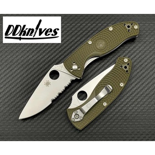 มีดพับ Spyderco Tenacious Lightweight Folding Knife Satin Combo Blade, OD Green FRN Handles (C122PSOD)