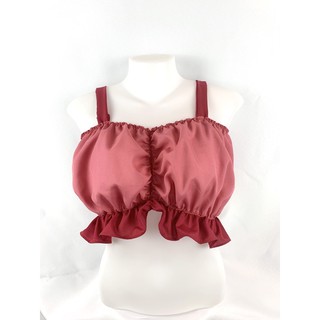 เสื้อครอป เสื้อสายเดี่ยว สีชมพู (สินค้า มือ1)