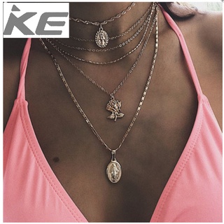 Summer Exaggerated Necklace Versatile Geometric Alloy Rose Jesus Necklace Necklace for girls f