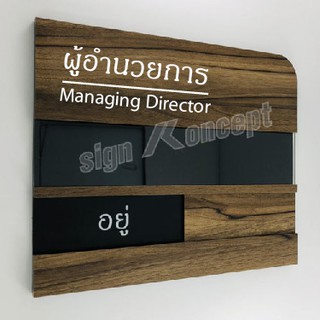 ป้ายหน้าห้องผู้บริหารแสดงสถานะ อยู่-ไม่อยู่ OF-008