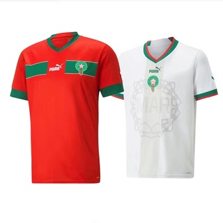 เสื้อกีฬาแขนสั้น ลายทีมชาติฟุตบอล Morocco ทีมเหย้า 2022-23 ไซซ์ S-2XL 22-23