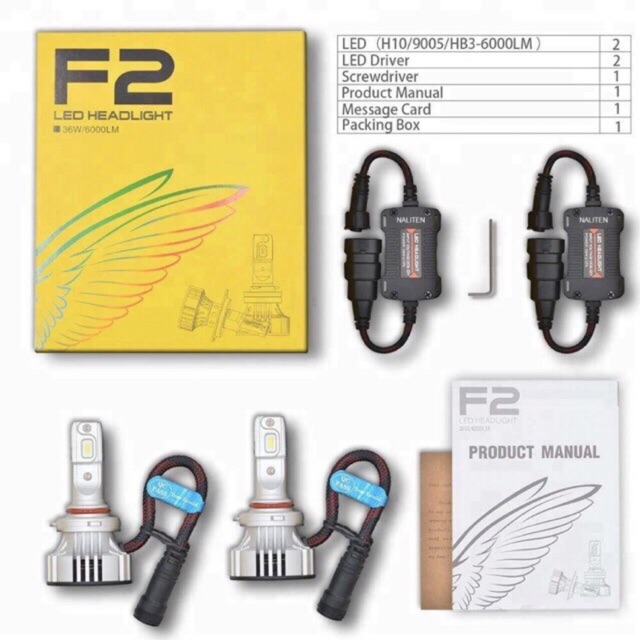 หลอดไฟหน้า LED รุ่นF2 งานแท้9Pin รับประกัน 1ปี