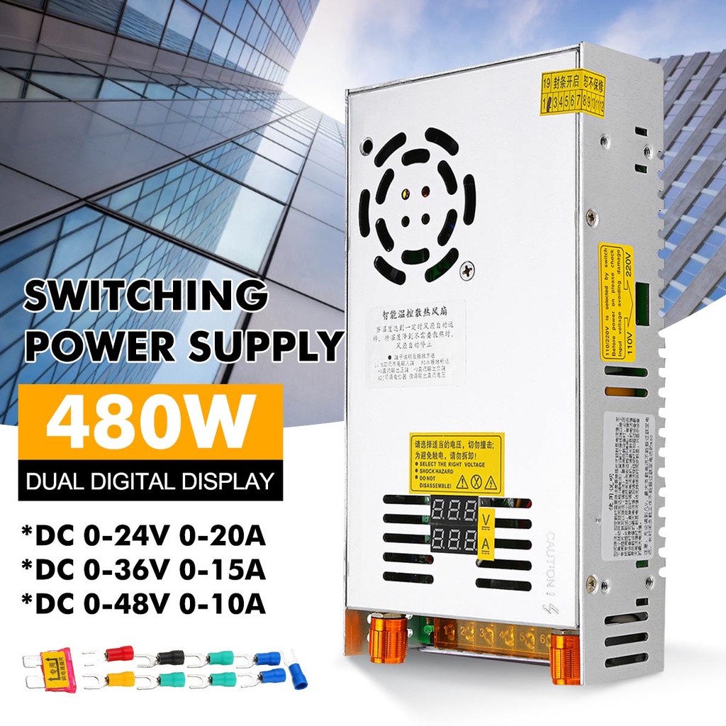 Hjs หม้อแปลงพาวเวอร์ซัพพลาย AC 110 220V เป็น DC 0-24 36 48V 480W พร้อมหน้าจอดิจิทัลคู่ ราคา ถูกที่สุด ดีลบีเคเค