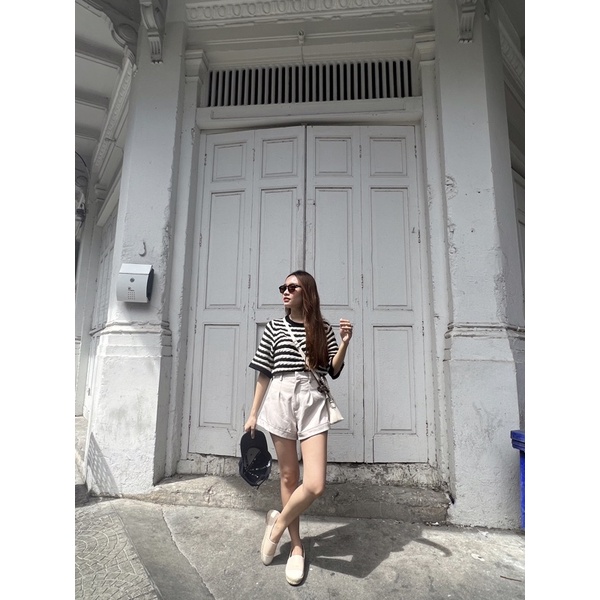 (มือสอง/สภาพดีมาก) กางเกงขาสั้นเบสิคสีเบจ sizeM (Cintage)