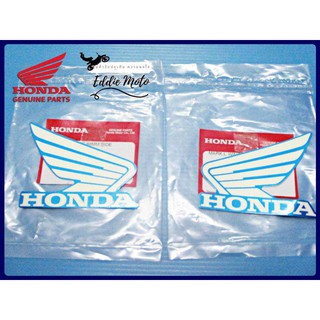 HONDA WING (80 mm.) STICKER "WHITE" "GENUINE PARTS"  // สติ๊กเกอร์ Honda Wing สีขาว ขนาด 80MM