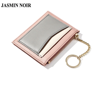 Jasmin Noir กระเป๋าสตางค์ใบสั้นแฟชั่นสําหรับสตรีหนัง Pu มีซิป