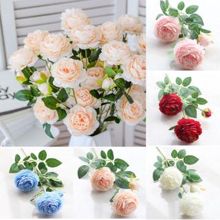 พร้อมส่ง ดอกโบตั๋นประดิษฐ์ 3 ดอก 20 สี สไตล์ยุโรป สําหรับตกแต่งบ้าน