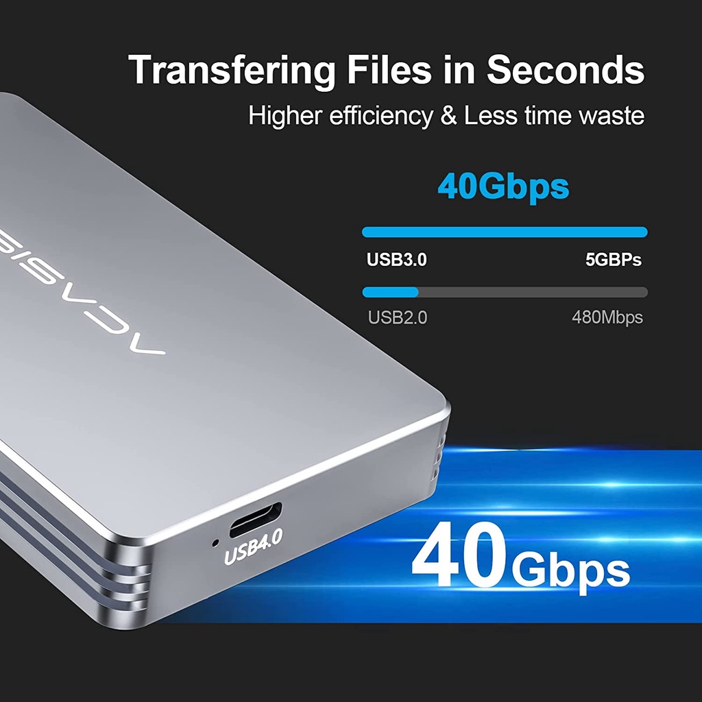 Acasis Usb Box 4.0 M.2 Nvme Enclosure ใช้งานร่วมกับ Thunderbolt 4/3, 40Gbps SSD สายอลูมิเนียมประเภท C สําหรับแล็ปท็อป TBU401 ราคา ถูกที่สุด ดีลบีเคเค แกลเลอรีภาพที่ 2
