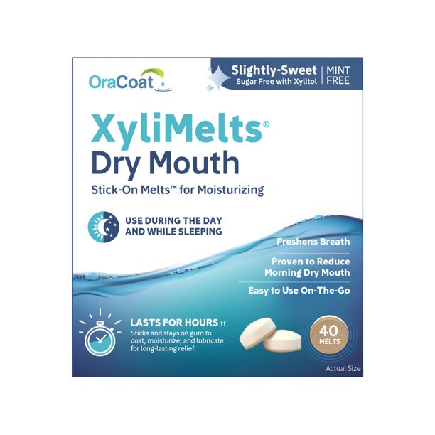 20เม็ด น้ำลายเทียมแบบเม็ด OraCoat XyliMelts Dry Mouth Stick-on Melts รส Slightly Sweet(แยกขาย ไม่มีกล่