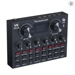 การ์ดเสียง V8 Plus Live Sound Card พร้อมสายเคเบิ้ล Usb Bt Accomment Sound Effects Universal สําหรับโทรศัพท์มือถือคอมพิวเตอร์