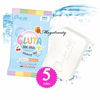 Wink White Gluta Whitening Soap สบู่กลูต้าผสมวิตามินC&amp;E ขนาด85g.(5ก้อน)#1509