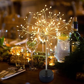 New Year Decoration 2022 Remote Control Night Light Indoor LED Branch Table Lamp USB Fireworks Lamp Bar Party Restaurant Atmosphere Explosion Star Light