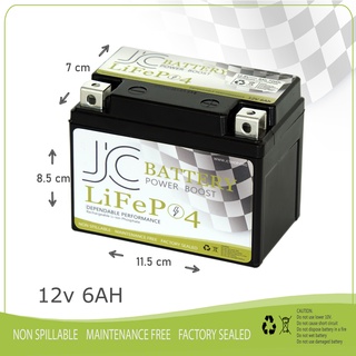 LiFePo4 12V 6AH, แบตเตอรี่ ลิเธี่ยมฟอสเฟต สำหรับมอเตอร์ไซค์ LFP Battery YT4, YT5