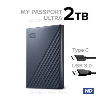 WD External Harddisk 2TB ฮาร์ดดิสก์แบบพกพา My Passport Ultra, Type-C,USB3 HDD 2.5"(WDBC3C0020BBL-WESN) น้ำเงิน ประกัน3ปี