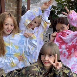 Blackpink Jennie Lisa Jisoo Rose เสื้อกันหนาว แขนยาว มีฮู้ด ทรงหลวม โอเวอร์ไซซ์ สไตล์เกาหลี สําหรับผู้หญิง