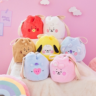 กระเป๋าสะพายไหล่ ทรงบักเก็ต ลายการ์ตูน BTS DREAM BABY BT21 สําหรับนักเรียนผู้หญิง