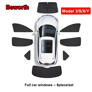 Tesla อุปกรณ์เสริมfor Tesla Model 3 Y 2021 Car Side Window Sunshade rivacy Sun Shade Skylight Blind Shading Net CustomFi