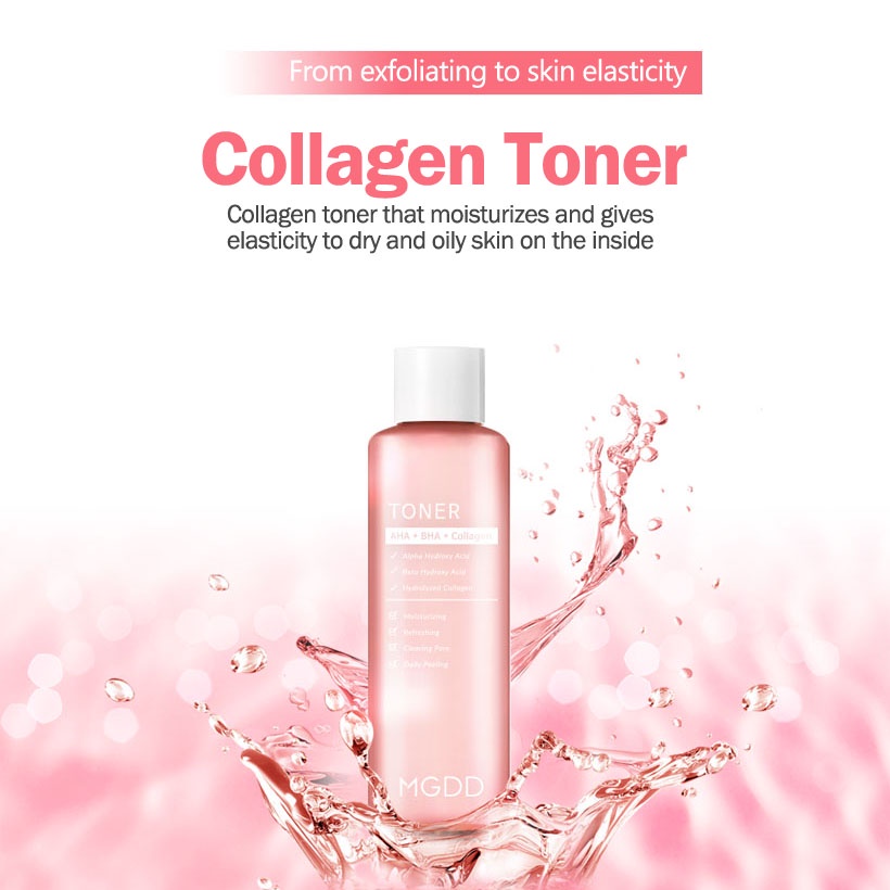 [MGDD] โทนเนอร์คอลลาเจนอย่างเป็นทางการ 200มล. AHA + BHA / ผลิตภัณฑ์ดูแลผิวเกาหลี / บํารุงผิวหน้า / ค