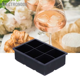 Electron000 6 Grid Ice Cubes Tray Silicone Flexible Non‑Stick Maker for Whiskey Cocktails
