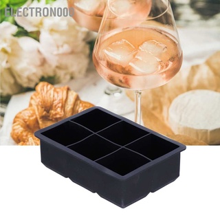 Electron000 6 Grid Ice Cubes Tray Silicone Flexible Non‑Stick Maker for Whiskey Cocktails