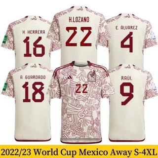 【fans/S-4XL】เสื้อกีฬาแขนสั้น ลายทีมชาติฟุตบอล Mexico away 22-23 22 23 ชุดเหย้า สําหรับผู้ชาย