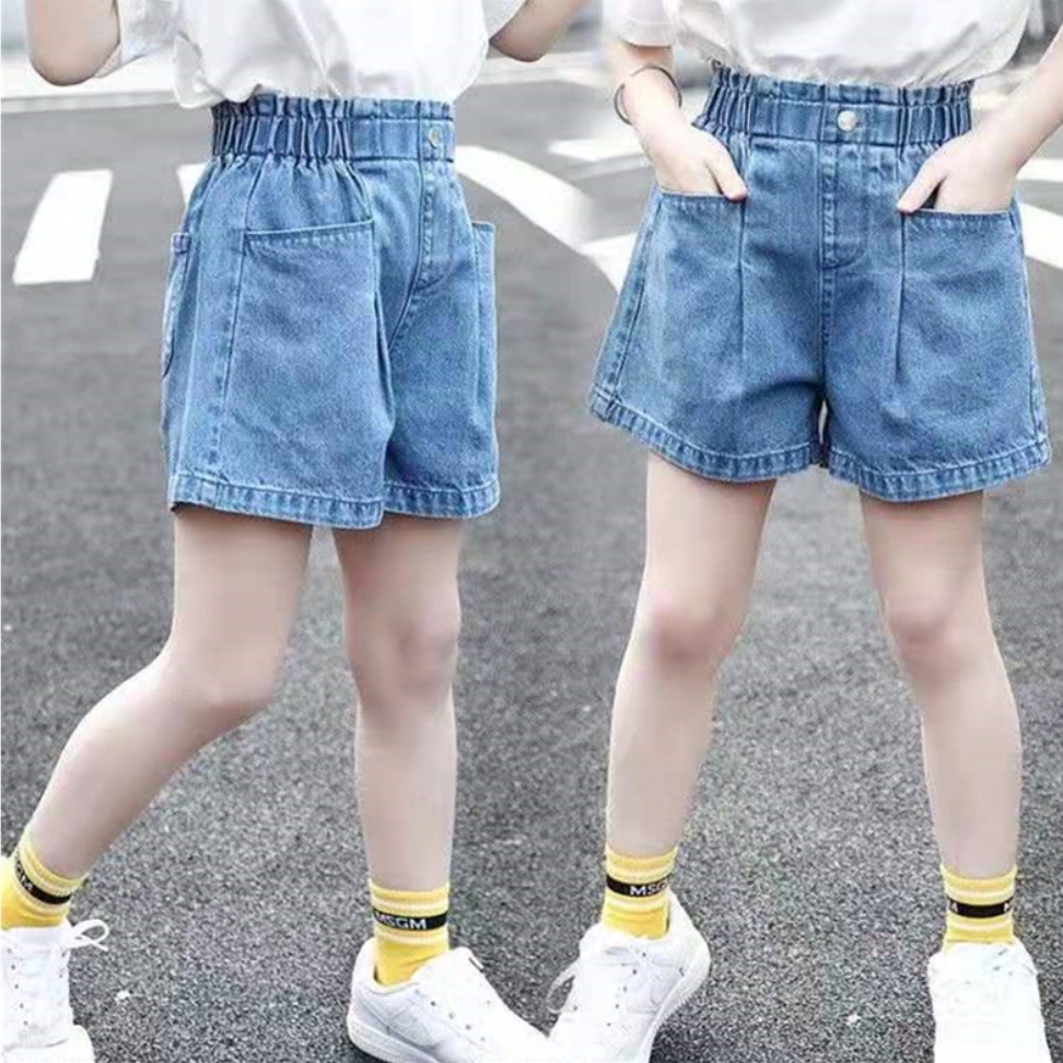 กาเกงยีนส์ขาสั้นเด็ก ผ้านิ่ม สกรีนชัด เอวยางยืด - JeanKid