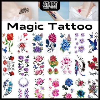 【Start Magic Tattoo】สติกเกอร์รอยสักชั่วคราว กันน้ํา ติดทนนาน 10 ซม.×06 ซม. 2 สัปดาห์ 15 วัน