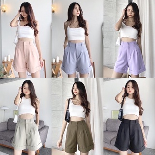 Bubble pants 🌈🧸 กางเกงขาสั้นเอวสูง ผ้าเบอลิน ขาพับ ทรงสวยใส่สบาย