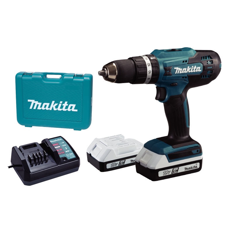[ชุดเซ็ท] MAKITA HP488DWE : สว่านเจาะกระแทกไร้สาย 18V (แบตฯขาว G-Type)