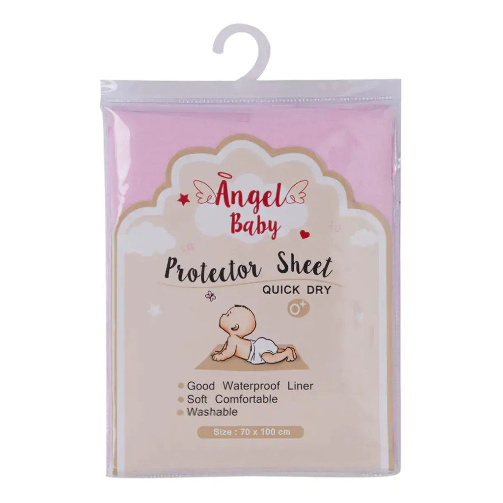 Angel Baby ผ้ารองกันเปื้อน ขนาด 70 x 100 ซม. สีชมพู ฟูก แผ่นปูที่นอน อุปกรณ์เครื่องนอน ผลิตภัณฑ์จำเป็นสำหรับเด็ก เด็ก ขอ