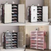 PLAIN BLACK 12TIER 6BOX DIY SHOECK พร้อมตะขอแขวน (2C6TB)