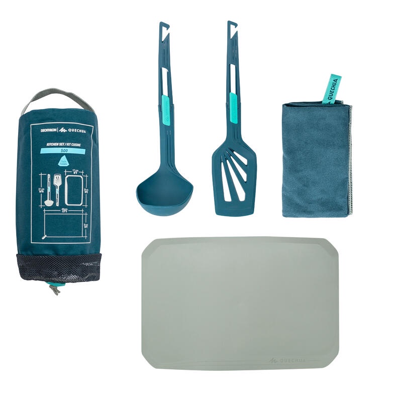 ชุดเครื่องครัว สำหรับการตั้งแคมป์ QUECHUA Kitchen Set MH500 Spatula Ladle Tea Towel Chopping Board F