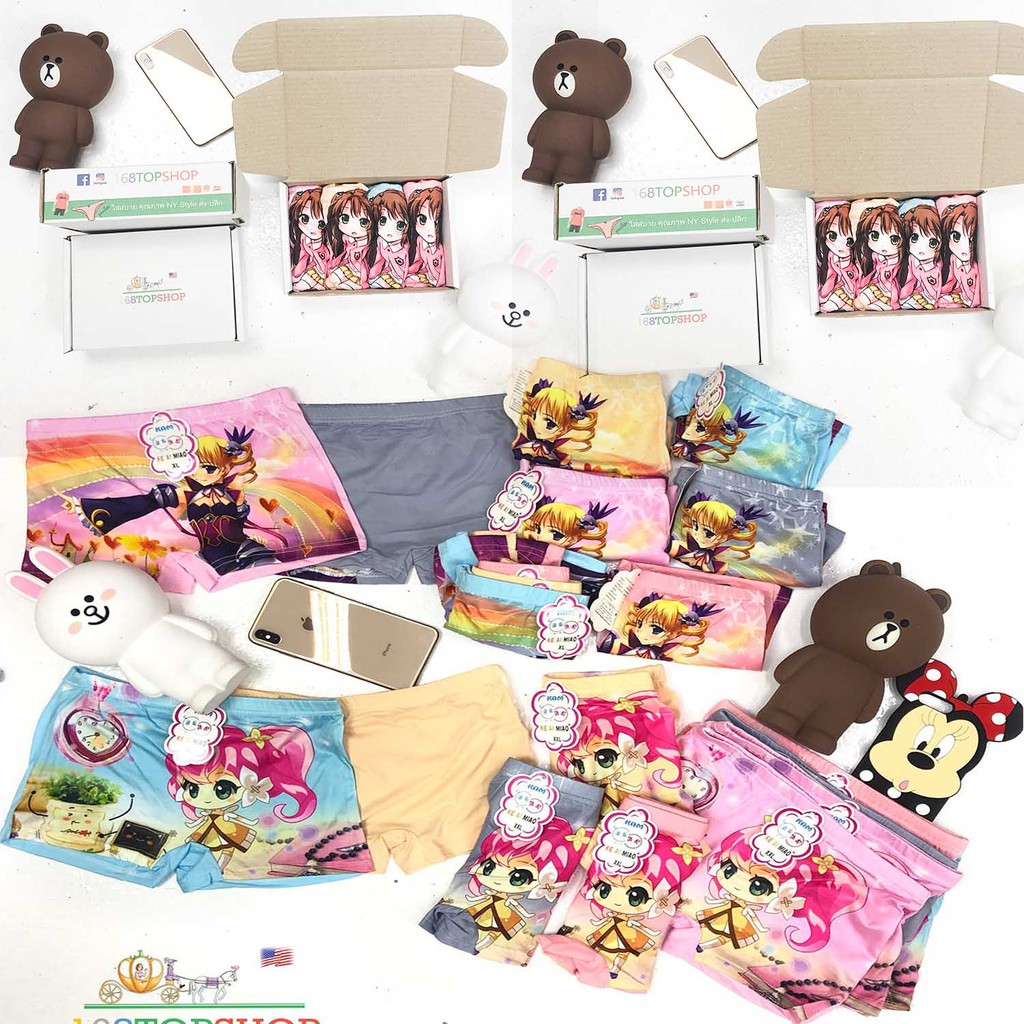 กางเกงในเด็กหญิง ใส่สบาย  แพค10ตัว เลือกsize คละสี ลาย Girls Cartoon Underwear  168TOPSHOP