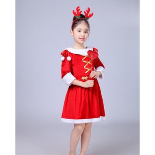 ชุดเด็ก ชุดซานตาครอส ชุดแซนตี้ ชุดคริสต์มาส ริบบิ้นทอง Santy Santa claus Christmas Costumes 7C157