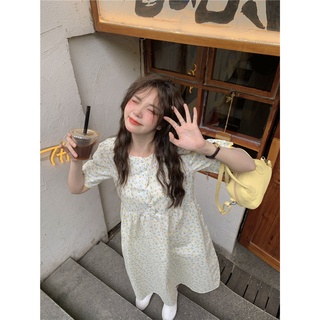 พร้อมส่ง 🥨🍰🍗 cute yellow dress  มินิเดรสสั้น มินิเดรสสั้นเหลือง ลายดอก