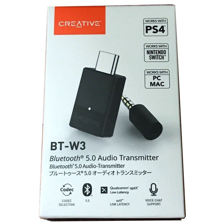 Creative BT-W3 Bluetooth 5.0 Audio Transmitter ( Black ) for PS4/Switch/PC/Mac