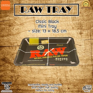 RAW Tray ถาดโรล Mini Raw Black Classic ขนาด 13 x 18.5 cm metal rolling tray life saver Raw rolling ถาดสำหรับโรล