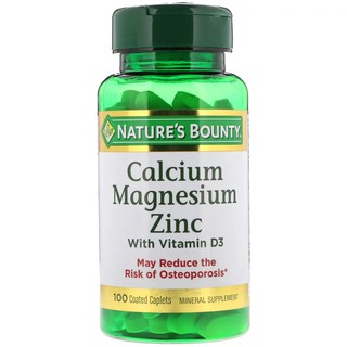 พร้อมส่ง!!! Natures Bounty, Calcium Magnesium Zinc with Vitamin D3, Natures Bounty, 100 Coated Caplets