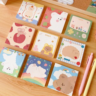 ใหม่!! 100 แผ่น กระดาษโน๊ต สไตล์เกาหลี แบบไม่มีกาว ลายน่ารัก สีสวย เลือกได้ 17 แบบ (Notepad)