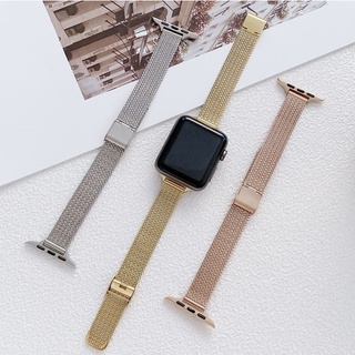 สายนาฬิกาข้อมือ สเตนเลส ตาข่าย สําหรับ Apple Watch 7 SE 6 5 4 3 2 1 ขนาด 41 มม. 45 มม. 38 มม. 40 มม. 42 มม. 44 มม.